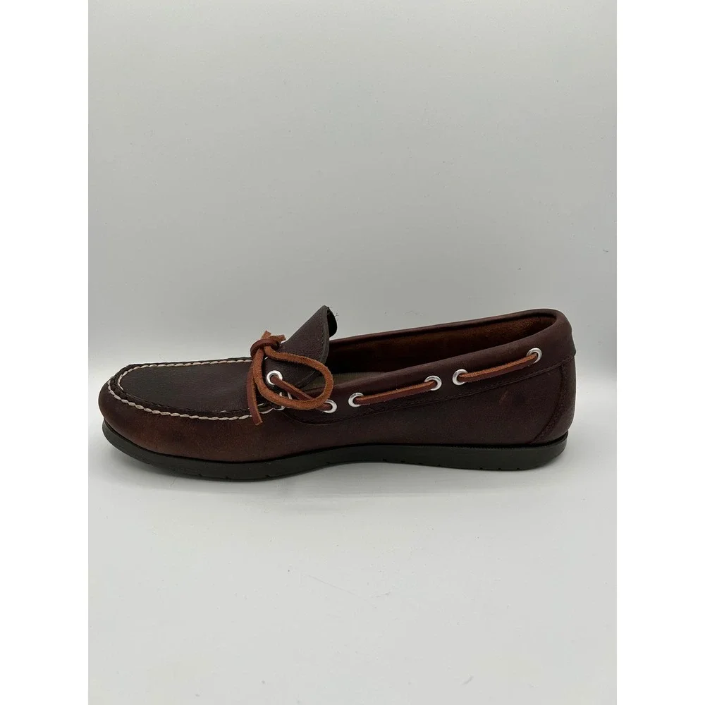 LL Bean Men Handsewn Moccasins Dark Brown Leather Boat Shoes Sz 11.5 D 130448
